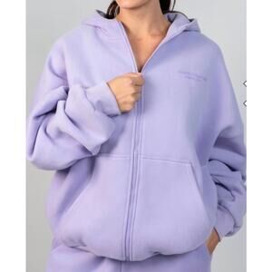 Comfrt Pastel Edit Oversized Zip Up Hoodie Lavender Purple XL NEW